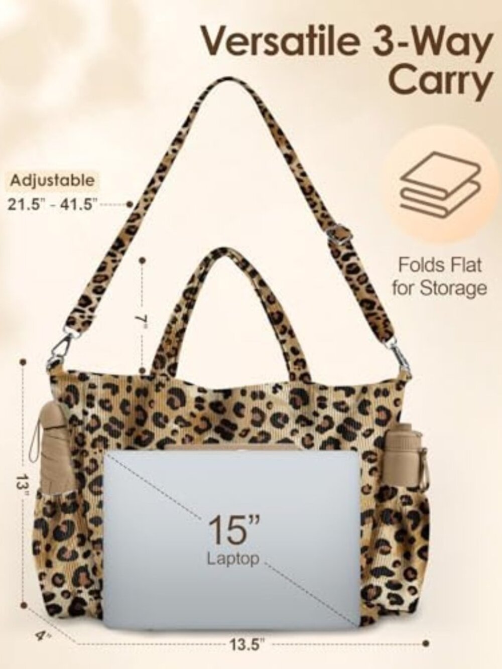 Stylish Corduroy Crossbody Tote Bag for Women | Chic Everyday Handbag - Picture 3 of 6